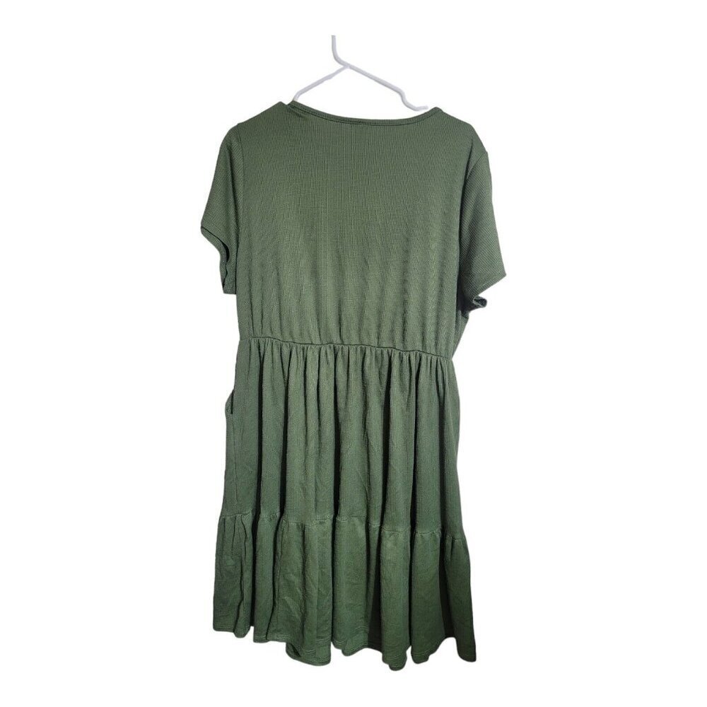 Torrid Dress Womens Size 1 Green Rib Knit Babydoll Skater Vacation Beach Summer - Picture 2 of 8